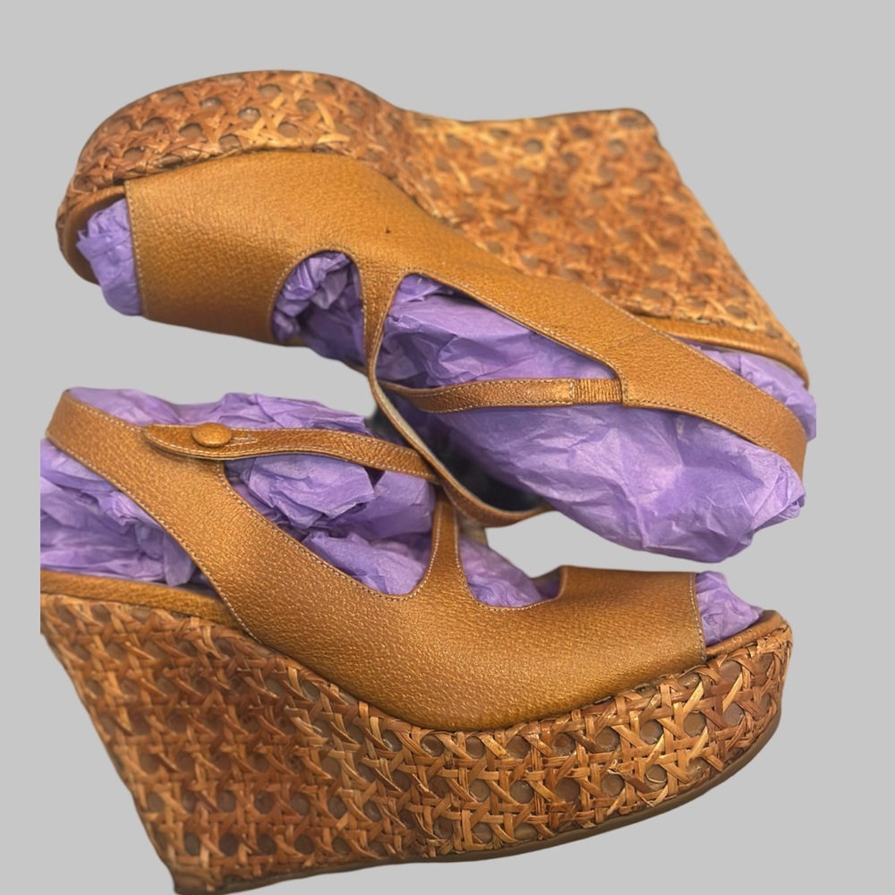 Prada Leather Wedge Sandal